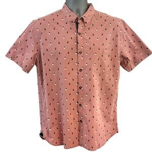 Sunrise Kingdom Men’s Pink & Pineapple Button Down Shirt Men's Size L Excellent